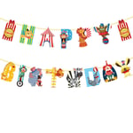 Cartoon Animal Baby Shower Happy Birthday Banner Carnival Circus-banneri 1 setti