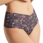 Hanky Panky Trosor 2P Signature Lace Print Retro Thong Svart blommig nylon One Size Dam