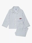 Trotters Kids' Cotton Stripe Race Car Pyjama Set, Denim/Multi