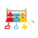 Janod - Essential - The Key Box - Early Years Educational Wooden Game 2-In-1 - Teaches Shapes, Colours and Fine Motor Skills - Water-Based Paint - from 18 Months, J05065