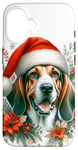 iPhone 16 Christmas American English Coonhound Dog Watercolor Artwork Case