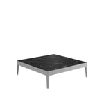 Gloster - Grid Square Coffee Table, Frame White, Nero Ceramic Top - Soffbord utomhus - Henrik Pedersen - Vit - Naturmaterial/Metall