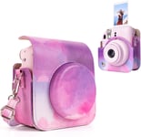 Étui pour Instax Mini 12 Camera,Étui pour Appareil Photo PU Leather Fuji Mini 12 Housse de Protection Étui pour Appareil Photo avec bandoulière réglable-Nuages de Rêve