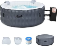 Spa Gonflable Rond 4 Places avec 108 Jets de Massage Fonction de Chauffage et Systeme de Filtration Gonfleur