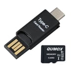 Carte Micro SD SDHC SDXC 32Go 32g classe 10 avec adaptateur SD Qumox + Adaptateur Micro SD USB TypeC