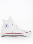 Converse Unisex Leather Hi Top Trainers - White, White, Size 3, Women