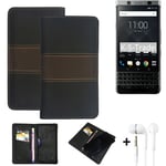 Phone Case + earphones for Blackberry KeyOne Wallet Cover Bookstyle protective