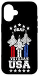 Coque pour iPhone 16 F-22 Raptor Vétéran USA USAF Patriotique Américain USA Militaire