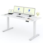 FLEXISPOT 2 Moteurs Bureau Assis Debout 180x80 Une Pièce, Bureau Debout électrique avec Panneau à Fonctions Mémoires, Bureau Réglable en Hauteur Électrique, Charge 100kg, Blanc+Blanc