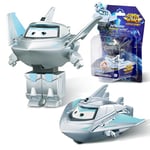 Super Wings Jouets Transformer Traver, Figures d'action 2 en 1, Jouet Robot Avion 5cm, Jouet Transformateur pour Garçons et Filles à partir de 3 Ans, Silver