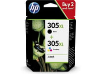 HP 305XL - 2-pack - Høy ytelse - svart  farge (cyan  magenta  gul) - original - blekkpatron