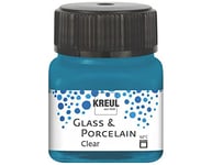 Kreul 16215-Glass Clear Bleu, Pot de 20 ML, Peinture Transparente pour Verre et Porcelaine, à Base d'eau, séchage Rapide, Claire comme du Cristal, 640811, Cyan Blue