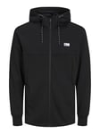 JACK & JONES Mens Coair Zip Hood Hoodie Black XS