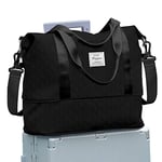 Sac de Voyage Femme Sac fourre-Tout de Sport pour Homme Imperméable Sac de Week-End, Cabine Avion Ryanair Bagage Cabine 40x20x25 easyjet 45x36x20 Extensible Sac de Gym,B7-Noir