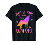 Just a Girl Who Loves Wolves Watercolor Cute Wolf Teen Girls T-Shirt