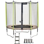 Trampoline de jardin 244 cm + filet de sécurité + échelle + kit d'ancrage jumpi Taupe/Vert 250 - Kangui