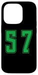 Coque pour iPhone 14 Pro Vert Numéro 57 Équipe Junior Sports Uniforme Numéroté