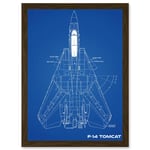 Grumman F-14 Tomcat US Airforce Fighter Plane Aircraft Blueprint Plan Artwork Framed Wall Art Print A4