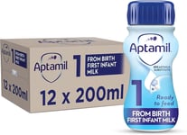 Aptamil 1 First Infant Baby Milk Ready to Use Formula 200ml - Pack of 12