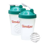 2x Smart Protein Shaker Bottle Mixer Cup 400ml Shake Sports Drink Blender Green