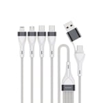 4Smarts multiladekabel USB-C/A til UBS-C/Lightning/micro USB, 25cm - Hvit