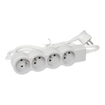 Meister 7430880 Multiprise 6 prises - Fiche extra plate - Câble de 2 m -  Blanc - Intérieur IP20 - Interrupteur lumineux/Multiprise/Multiprise avec