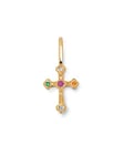 SINGULARU - Charm Mónica Cruz - Charm en Argent Sterling avec Fini en Plaqué Or 18kt - Charm avec Motif Croix et Zirconiums - Fermoir à Poignée - Bijoux pour Femme