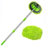 WillingHeart Brosse Nettoyage Voiture 120cm Microfibre Balai Lavage avec Manche Telescopique 2 in 1 Pinceau pour Camion Automobile Camping Car Accessoire Extérieur Intérieur Detailing Kit Anti Rayure