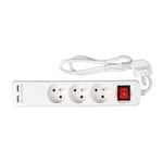 Expert Line 487419 Bloc 3 Prises Interrupteur avec Double Ports USB, Blanc