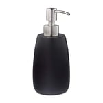 Relaxdays Porte-Savon Liquide, 300 ML, Rechargeable, Salle de Bain, Distributeur shampoing, Pompe en INOX, Rond, Noir, 1 unité