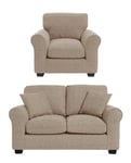 Habitat Argos Home Lisbon Fabric Chair & 2 Seater Sofa - Stone