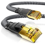 CSL Câble réseau CAT 7 plat et fin, 5 m, pour commutateur, routeur, modem PC, routeur, modem PC, 5 m, noir