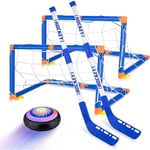 Hover Hockey Set för Barnleksaker, Hover Hockey Spel med 2 Mål LED-Ljus Luft Hover Boll, Roligt Familj Inomhus Hocke