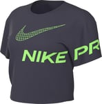 Nike Women's Shirt W NP DF Grx SS Crop Top, Gridiron/Green Strike, DX0078-015, S