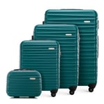 WITTCHEN Valise de Voyage Set de 4 valises Valise à roulettes Bagages à Main Set de valises de Voyage en ABS avec 4 roulettes pivotantes Serrure à Combinaison Poignée télescopique Groove Line Vert