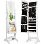 Relax4life - Armoire à Bijoux sur Pieds avec Miroir Pleine Longueur hd, Armoire à Bijoux 4 Angles Réglables, 5 Étagères pour Tout Bijou, Verrouillage