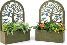 Lot de 2 Boîtes Planteurs 40x17x60cm Panier Suspendu Jardinière pour Plantes Grimpantes&en Pot Cadre Métallique