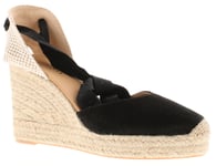 Ted Baker Womens Sandals Purita Leather Espadrille Wedge Heel Adjustable Black U