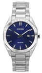 Citizen Eco-Drive Stainless Steel Dark Blue Dial Date BM7600-81L 100M Mens Watch