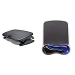 Kensington Repose-Pieds SoleMate Plus Ergonomique et Ajustable - Noir & Tapis de Souris avec Repose-Poignets - Gel Duo Ergonomique, Pour Ordinateurs/Ordinateurs Portables, Antidérapant - Bleu (62401)