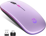 Souris Sans Fil Rechargeable, Souris Rétroéclairée De 7 Couleurs, Souris Silence Optique 1200-1600 Dpi Réglable Avec Mini Récepteur Usb 2,4 Ghz, Pour Mac,Ordinateur,Pc,Windows,Ordi[MOU140797]