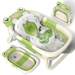 Baignoire Bebe Baignoire Pliable Bébé Coussin Support Beignoire Bébé Pliante Pour Bain Douche Begnoire Enfant Reducteur Siège Hamac Bassine Réducteur Antiderapant Bouchon Confort Voyage 0-3 ans Vert