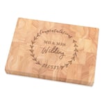 Personalised Congratulations Name Mr & Mrs Wedding Wooden Chopping Board Block