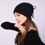 (One SizeNavy blue)muoti naisten joustava neulottu Skullies Beanies Hattu kiinteä snood huivi lämmin Pipo Naisille Syksy talvi Naisten Pipo pipo