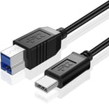 Câble USB type C (USB-C) vers type B (USB-B) (0,9 m) Noir - Port USB 3.0 mâle standard SuperSpeed avec connecteur réversible de type C pour imprimante scanner