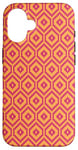 Coque pour iPhone 16 Orange Pink Hexagon Oval Zigzag Pixelized African Pattern