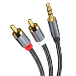 RCA to 3.5mm Aux Cable – 3.5 mm to 2 RCA Male Audio Cable – RCA Y Splitter