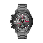 Diesel Montre pour homme Griffed, mouvement chronographe, boîtier en acier inoxydable Gunmetal de 48 mm avec bracelet en acier inoxydable, DZ4586