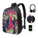 Lawenp Cartoon Anime JoJo's Bizarre Adventure Laptop Backpack- with USB Charging Port/Stylish Casual Waterproof Backpacks Fits Most 17/15.6 Inch Laptops and Tablets/for Work Travel School