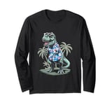 T-Rex on Vacation Funny Dino Lover Island Design Long Sleeve T-Shirt